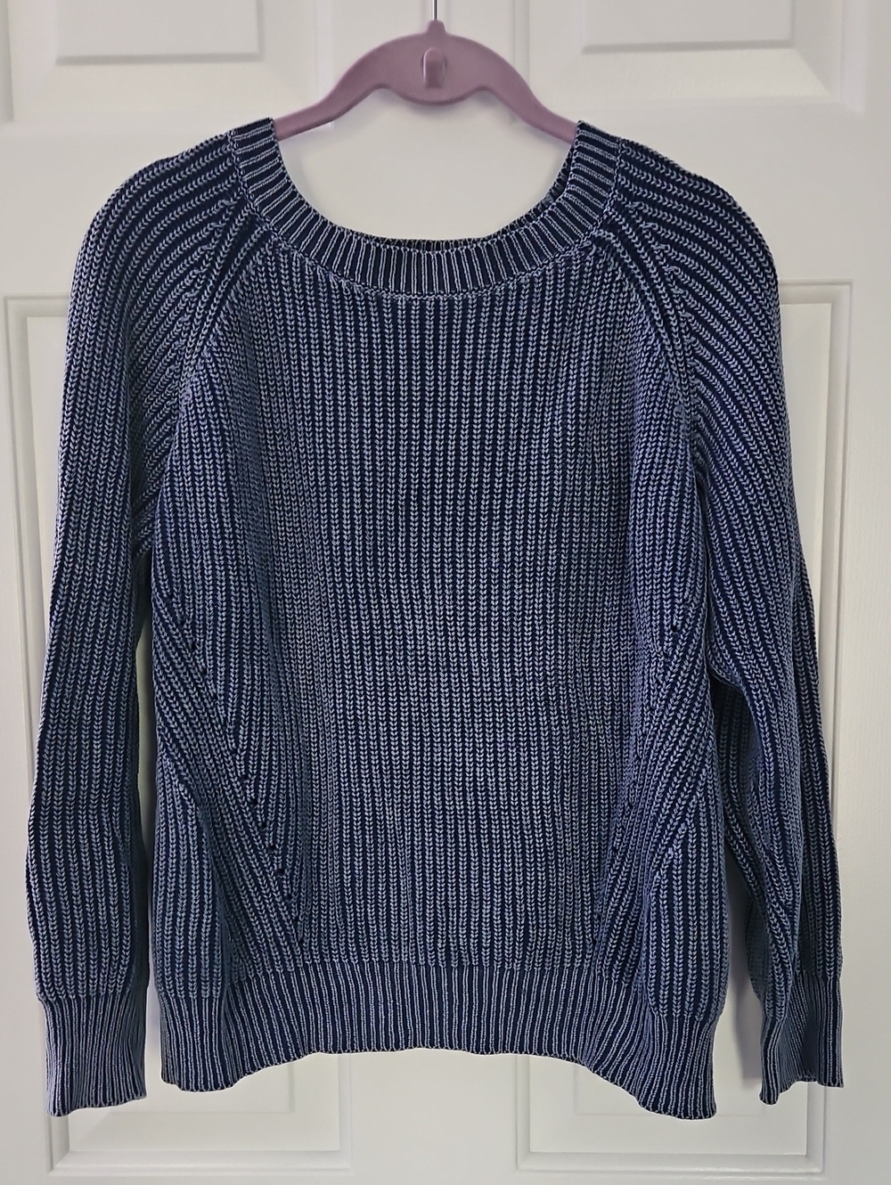 Philosophy Acid Wash Blue Crew Neck Ribbed Sweater